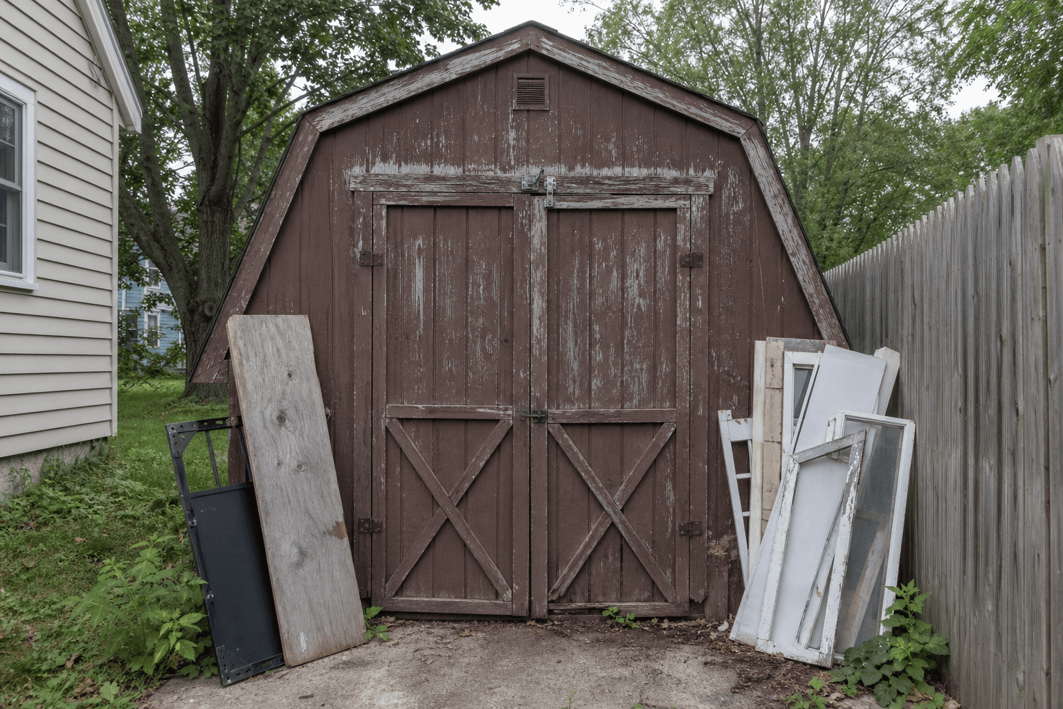 Before: Aging shed ready for removal